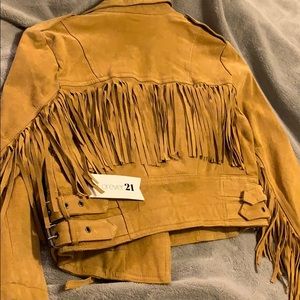 Forever 21 leather fringe jacket cropped!